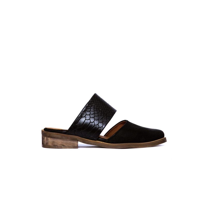 GIANI DAFIRENZE - Babucha Mujer De Cuero Gaviota Negro C46.