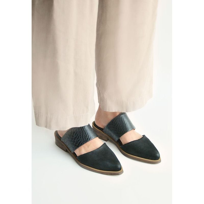 GIANI DAFIRENZE - Babucha Mujer De Cuero Gaviota Negro C46.