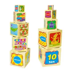 GENERICO - Juego Cubos De Encaje Madera Torre 10 Cubos Para Bebes Niños
