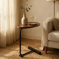 Mesa Auxiliar Lateral De Pedestal Marrón oscuro