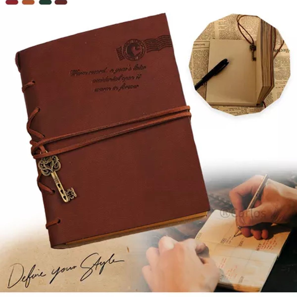 GENERICO - Cuaderno Con Funda Tipo Cuero Mediano Retro