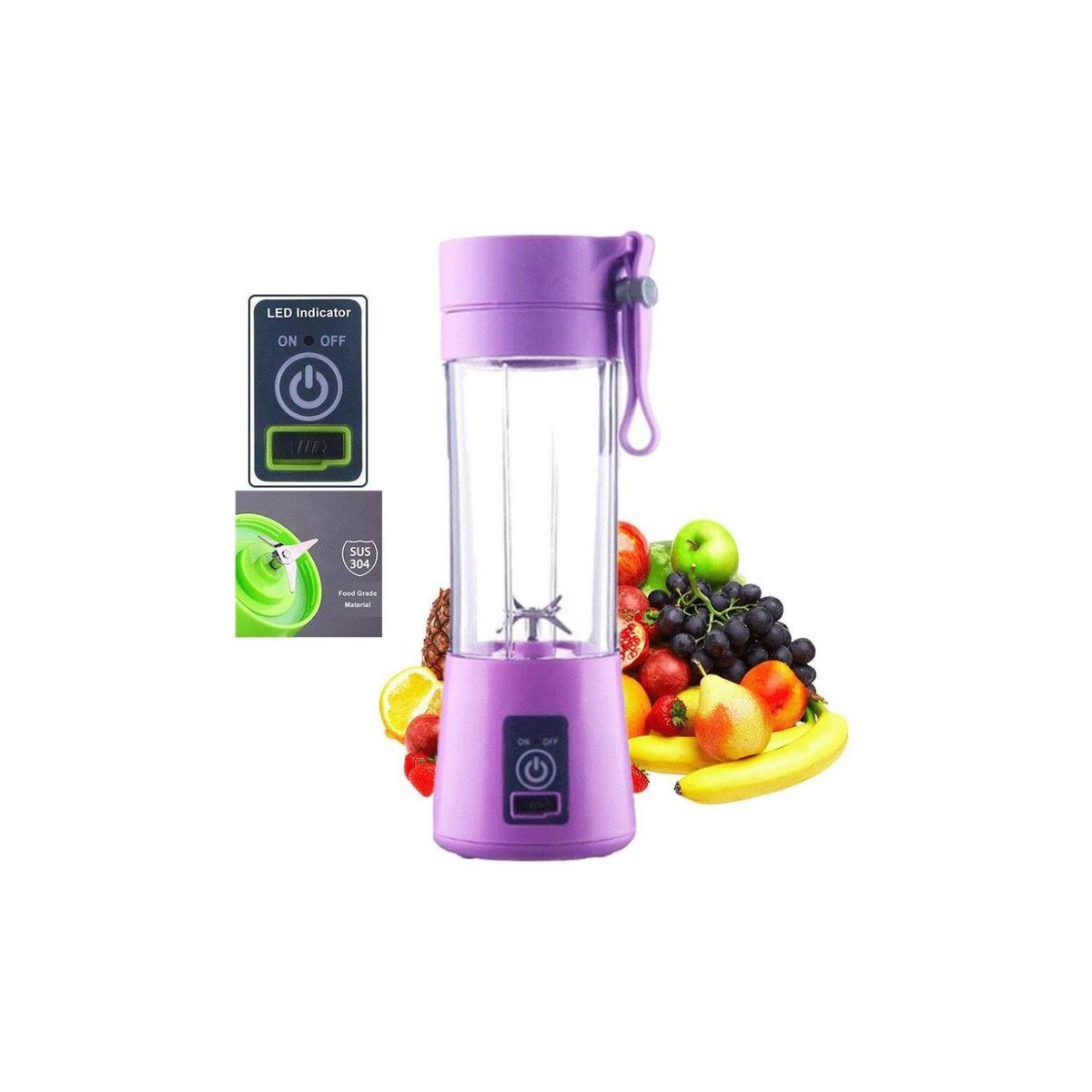 Licuadora portátil recargable USB Morado, marca MOVI - Foto Principal