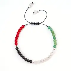 RITO DE LUNA - Pulsera del Zodiaco Cáncer Jaspe Verde Cuarzo Rosa Obsidiana y Coral