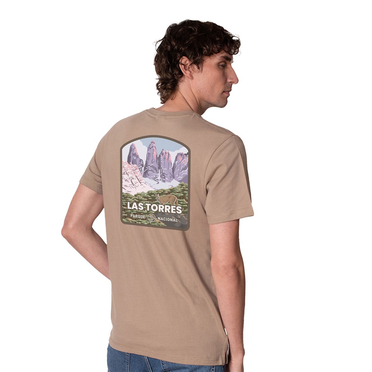 LENGA - Polera Hombre Algodón Orgánico PN Las Torres Puma protección UV Lenga