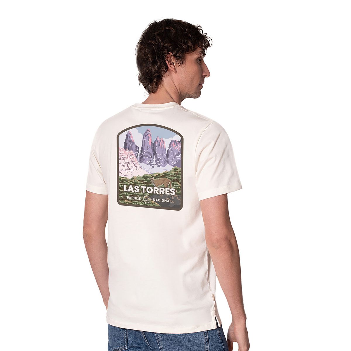 LENGA - Polera Hombre Algodón Orgánico PN Las Torres Puma protección UV Lenga