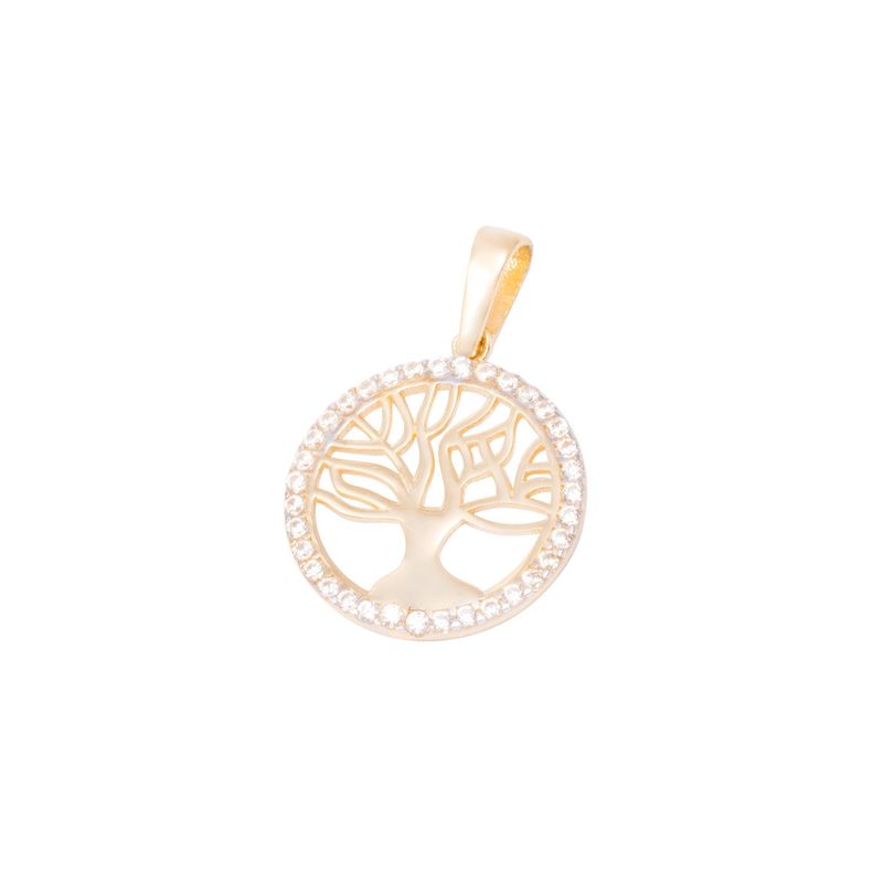 JB JOYAS BARON - Colgante de Oro de 18kt Circonitas Arbol de la vida grande