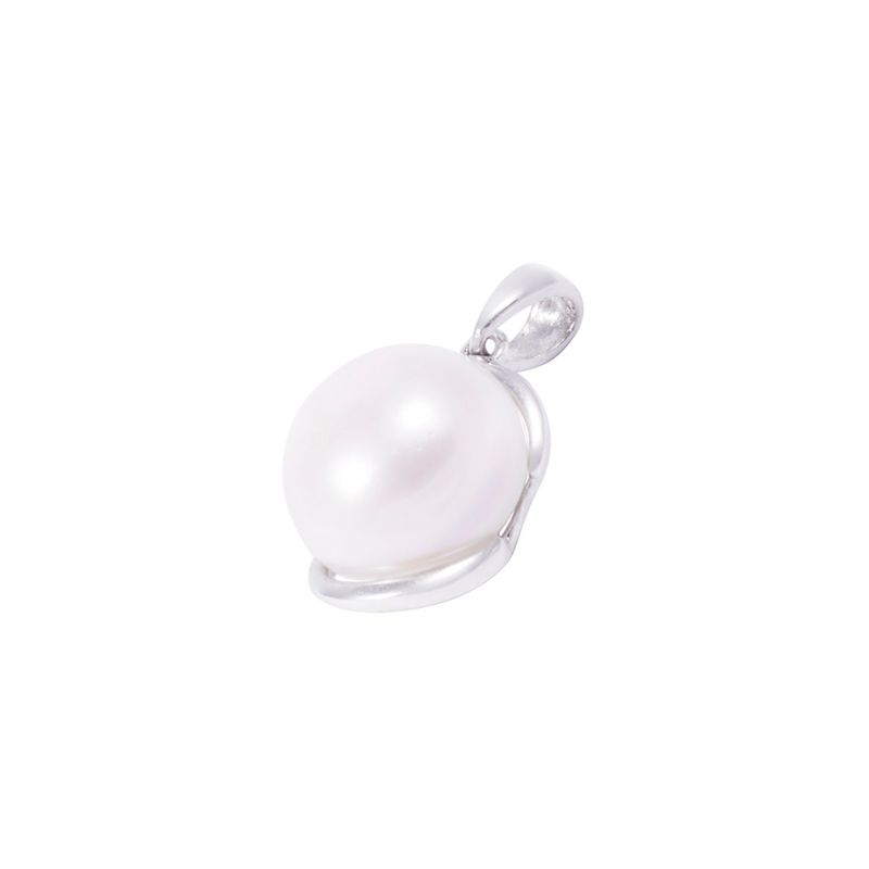 JB JOYAS BARON - Colgante Oro Blanco 18kt Perla 10 mm Diseño Trébol