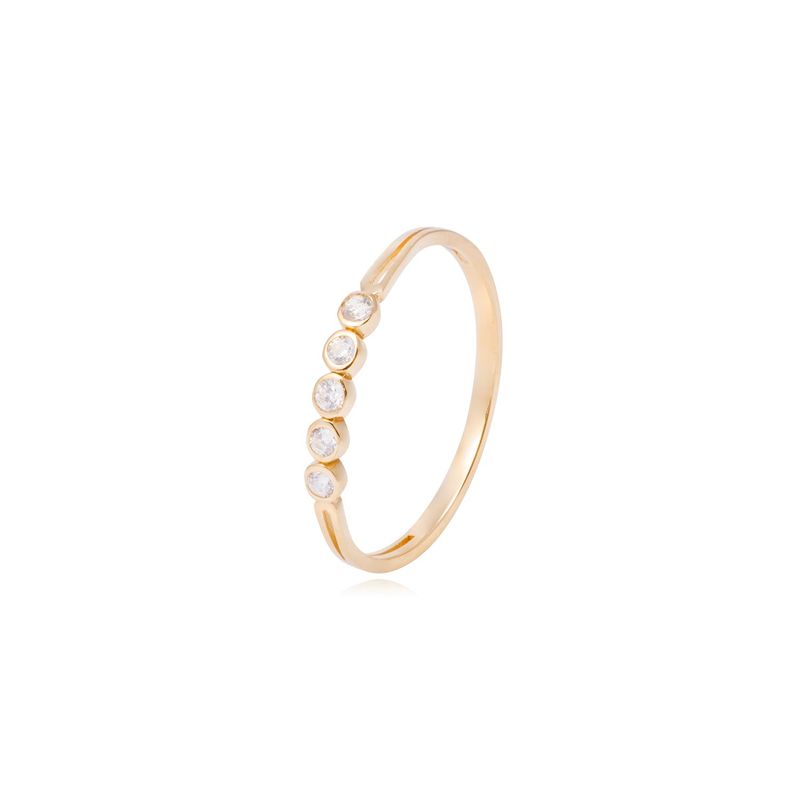 JB JOYAS BARON - Anillo Compromiso de Oro de 18kt quinteto de circonita delgado