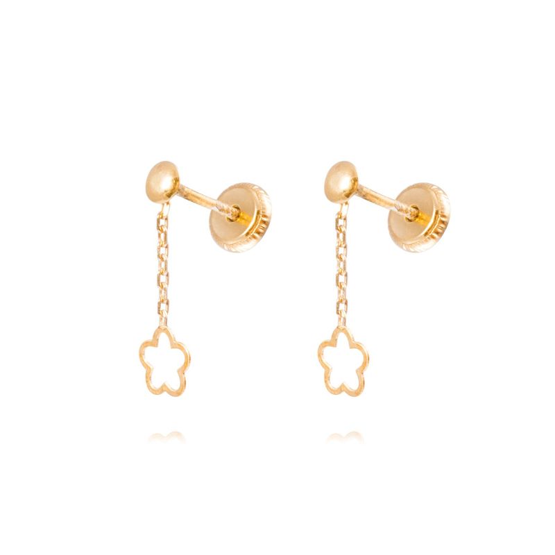 JB JOYAS BARON - Aros Oro Amarillo 18kt Flores Colgantes