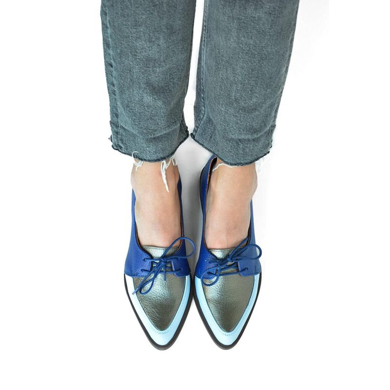 GIANI DAFIRENZE - Zapato Mujer De Cuero Indira Azul Celeste C3
