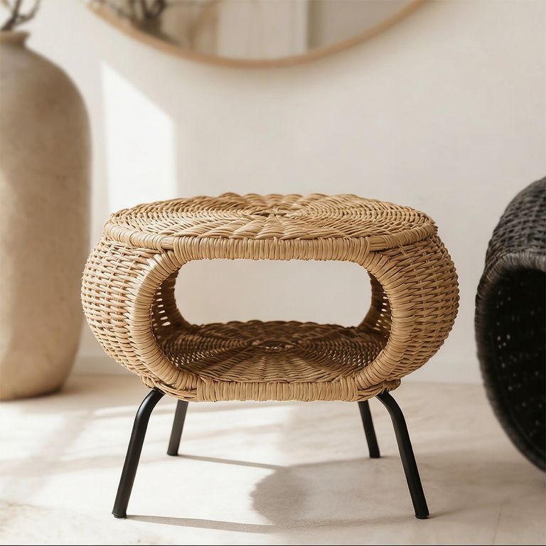 Mesa Otomana Apoyapies Rattan Minimalista