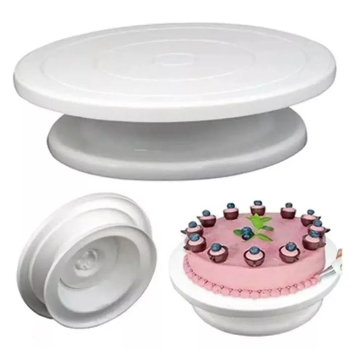 GENERICO - Plato Base Giratoria Para Diseñar Torta 32 Cm De Diametro Color Blanco