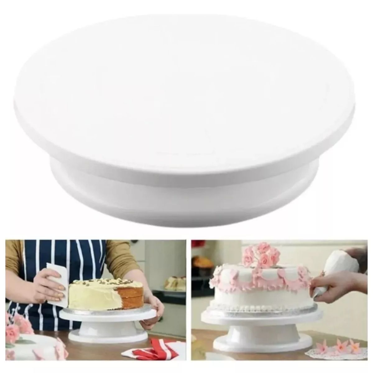GENERICO - Plato Base Giratoria Para Diseñar Torta 32 Cm De Diametro Color Blanco