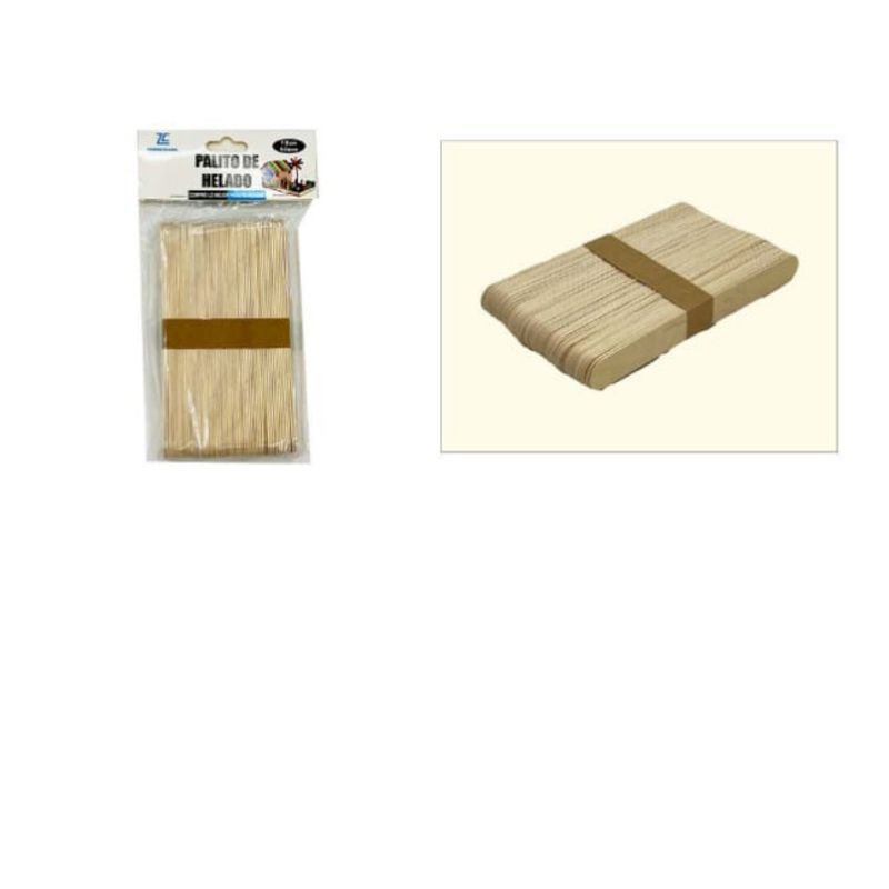 GENERICO - Cucharita Paleta Madera Helados 100 Piezas