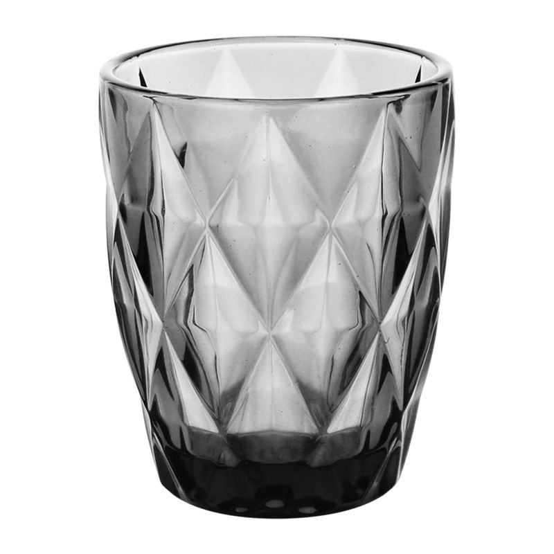 LUGANO - Set 4 Vasos Bajo 24cl Vidrio Negro Rombo Lugano
