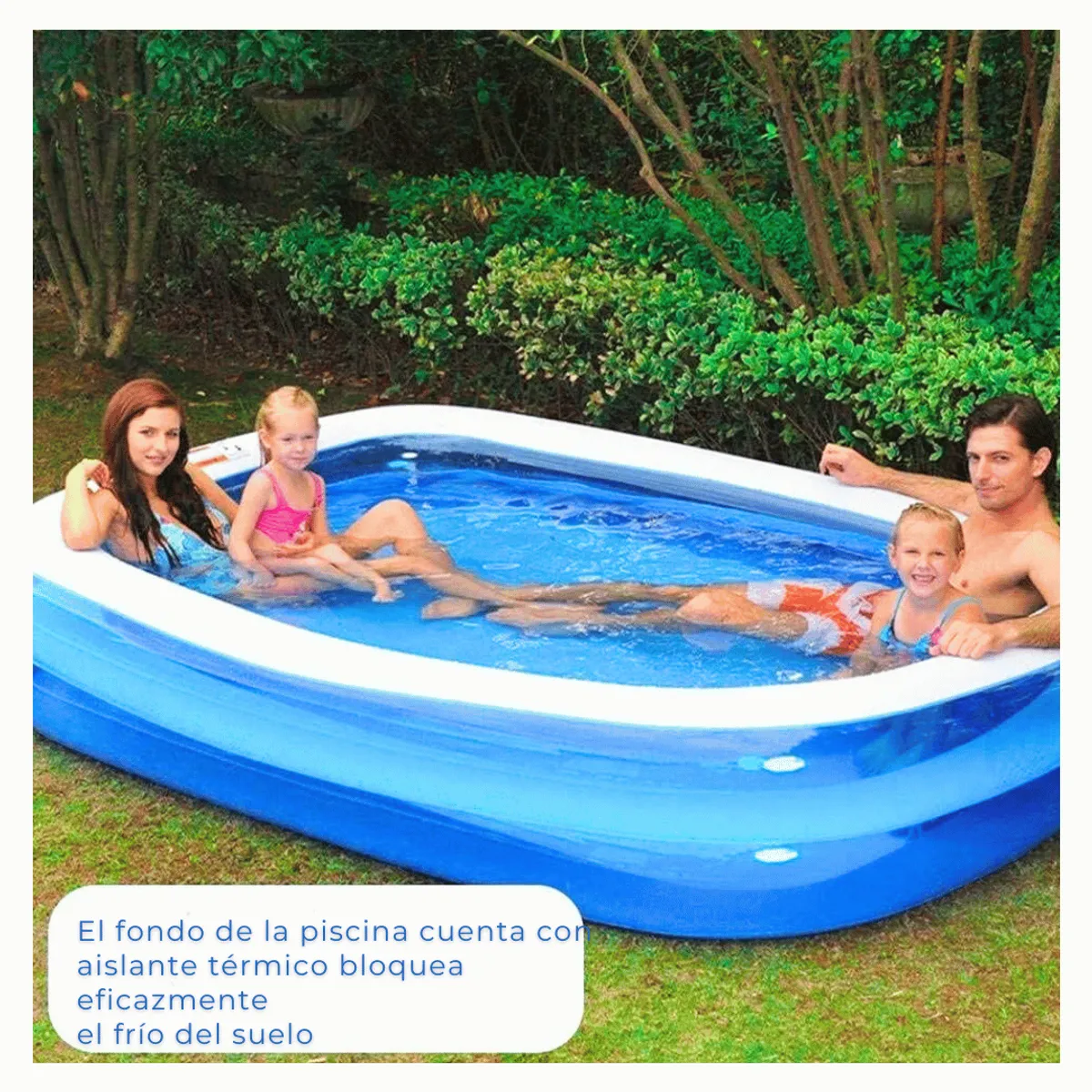 LINE - Piscina Inflable Rectangular Familiar Azul 720 Litros