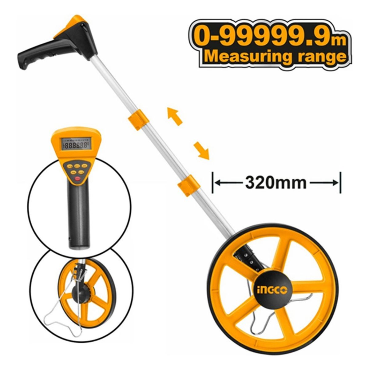 INGCO - Rueda Medición Odometro Digital + Bolso Ingco Hdmw23