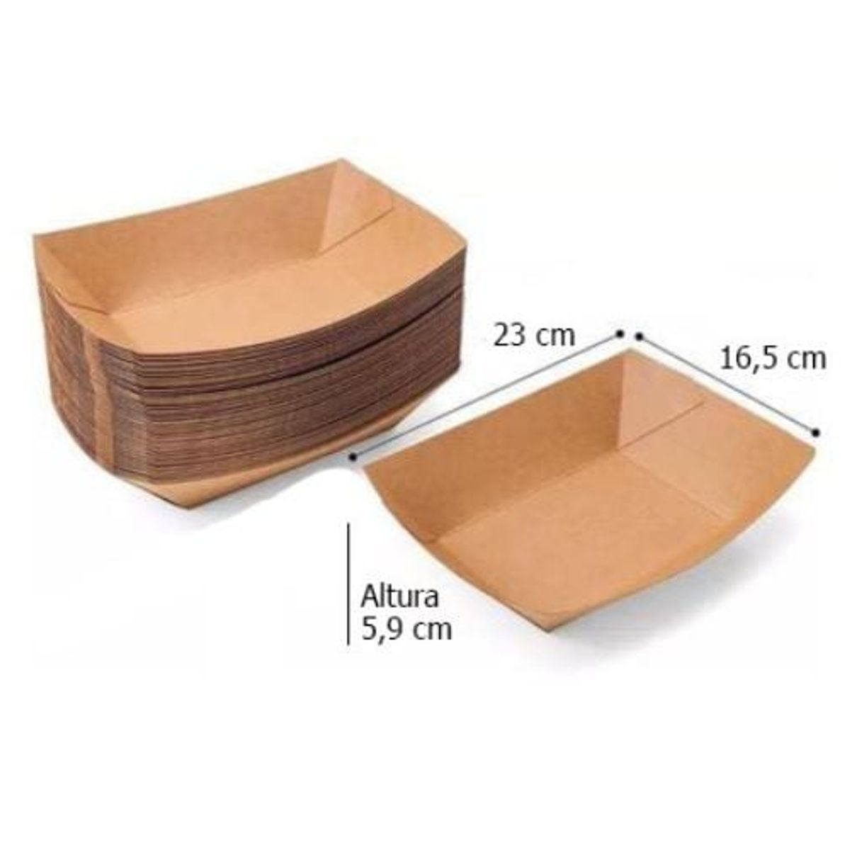 GENERICO - Bandeja Para Alimentos Kraft 16x23 50 Unidades