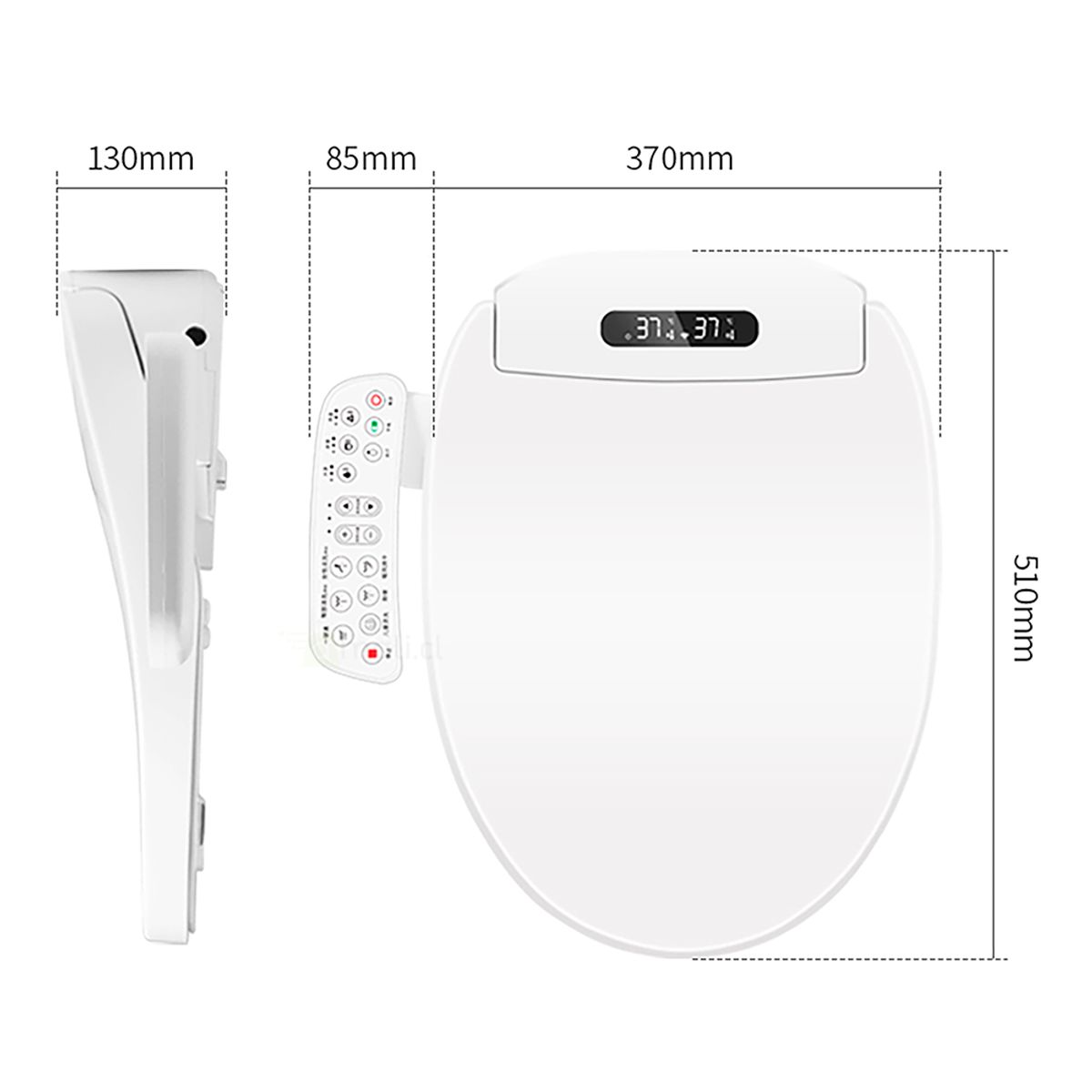 BE BLU - Tapa de Inodoro Inteligente BLU102 L con Bidet Panel Control Lateral