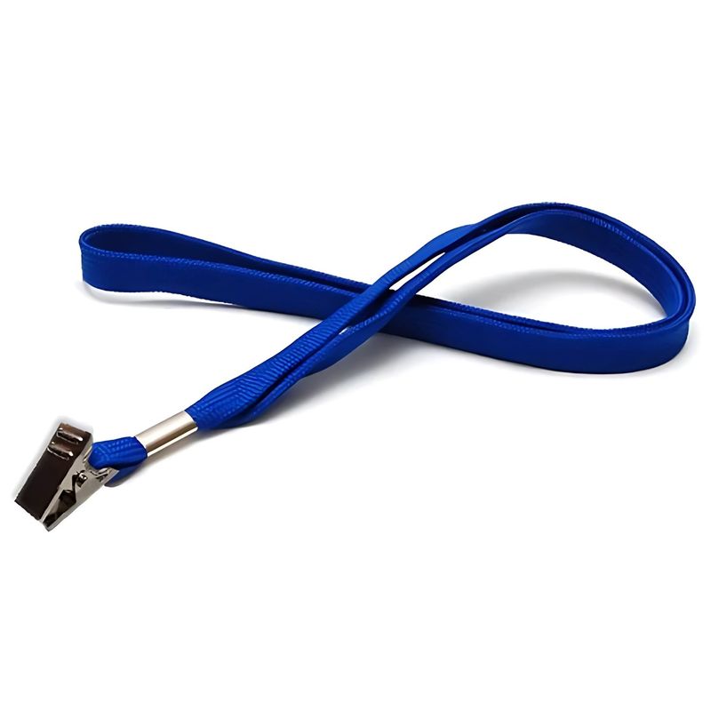 HAND - Pack 100 Cintas Porta credencial Azul Apretador Metal - SC