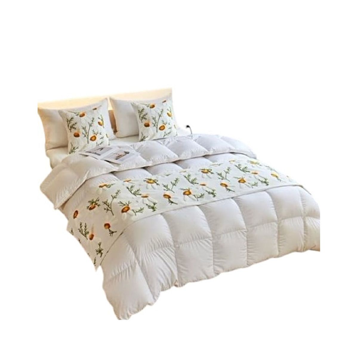 GENERICO - JUEGO DE PIECERA DE CAMA CON 2 FUNDAS MODELO BORDADO3 MAS COJIN