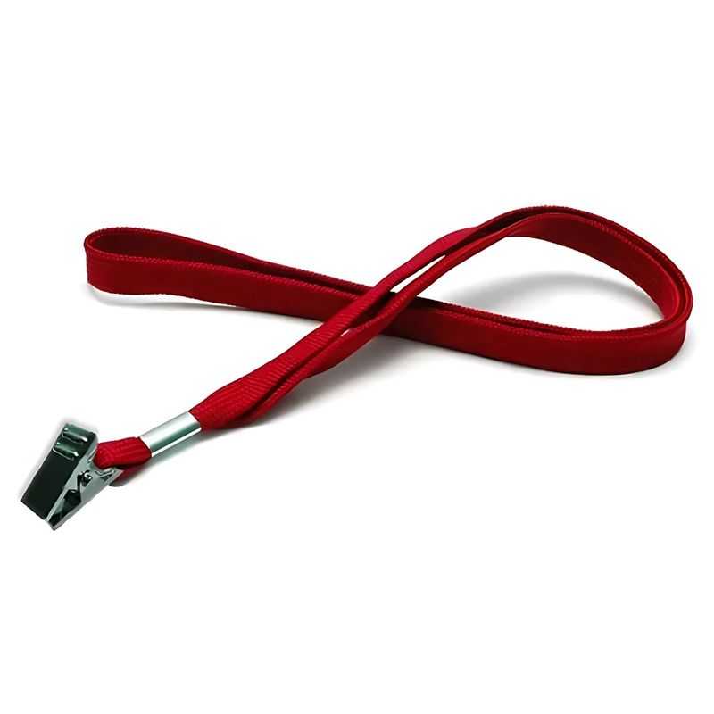 GENERICO - Pack 100 Cintas Porta credencial Rojo Apretador Metal - SC