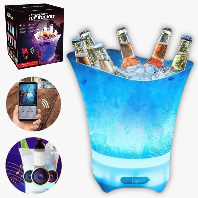 LINE - Cubitera Hielera Parlante Con Luz LED 5L Para Fiesta Hogar Bar