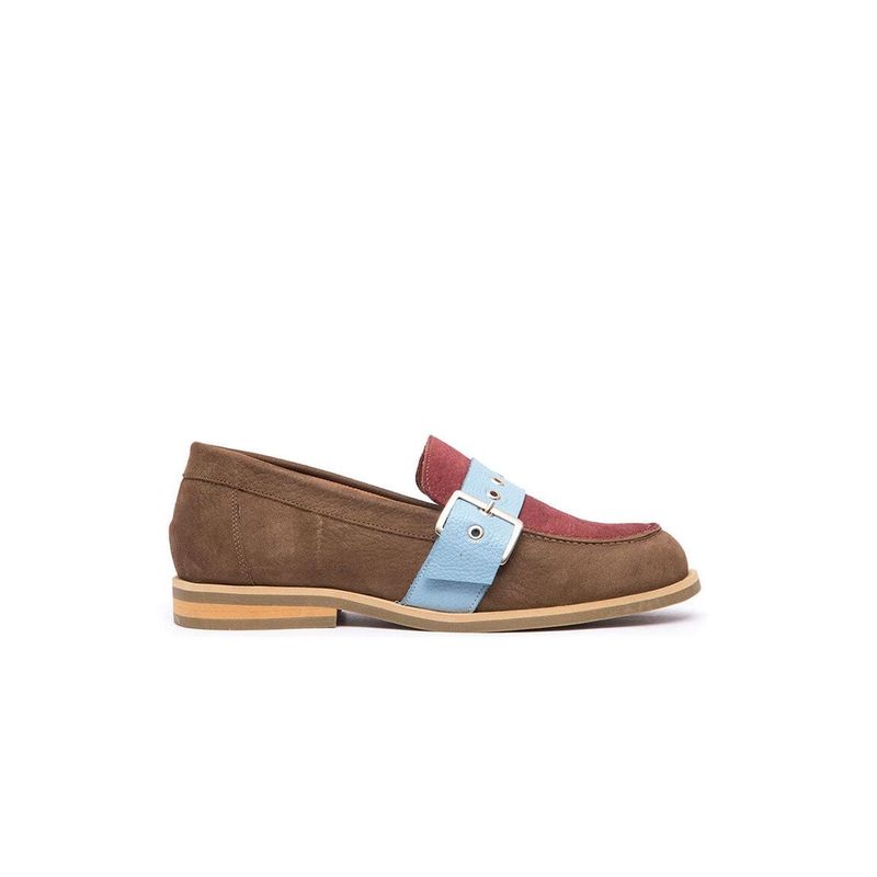 GIANI DAFIRENZE - Mocasin Mujer De Cuero Amelia Burdeo Celeste C3