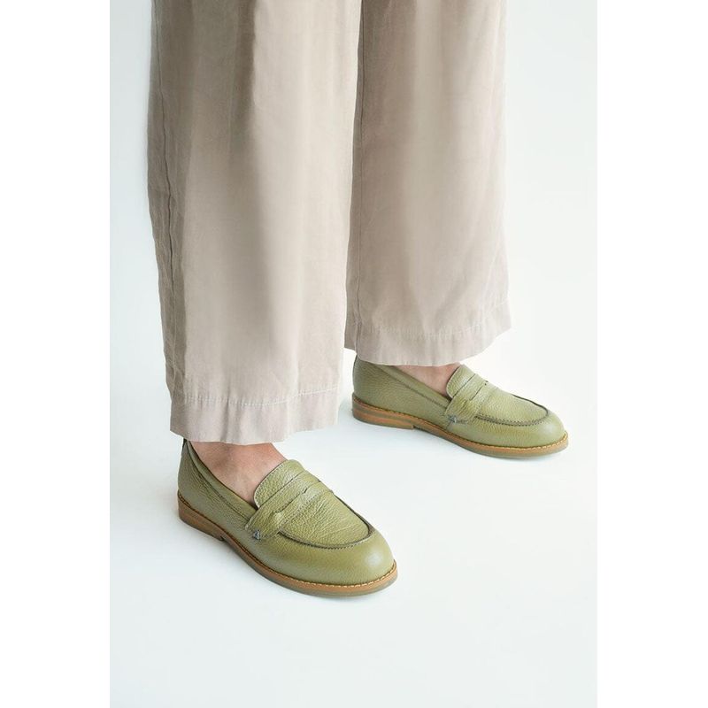 GIANI DAFIRENZE - Mocasín Mujer De Cuero Coligue Verde C16