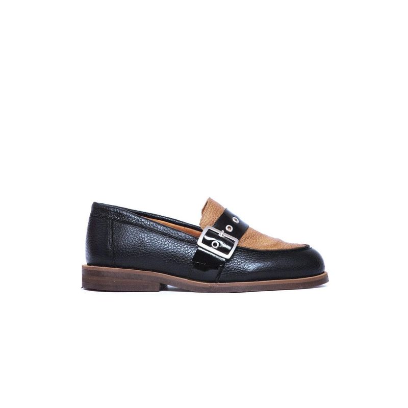 GIANI DAFIRENZE - Mocasin Mujer De Cuero Amelia Negro Camel C1.