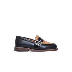 GIANI DAFIRENZE - Mocasin Mujer De Cuero Amelia Negro Camel C1