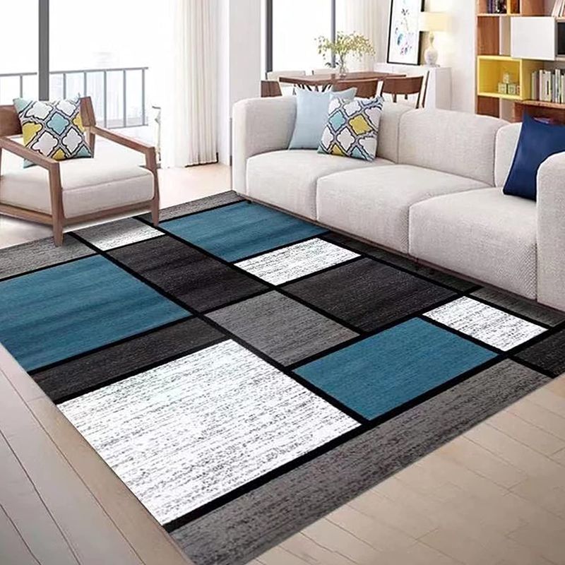 GENERICO - Alfombra PARA LIVING 160X200 CM CUADRO AZUL Z-1