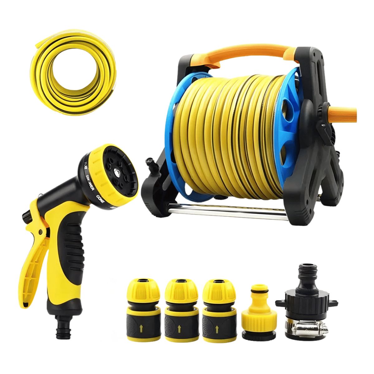 LINE - Manguera Retráctil Carrete Pulverizador Accesorio Jardín Color Negro