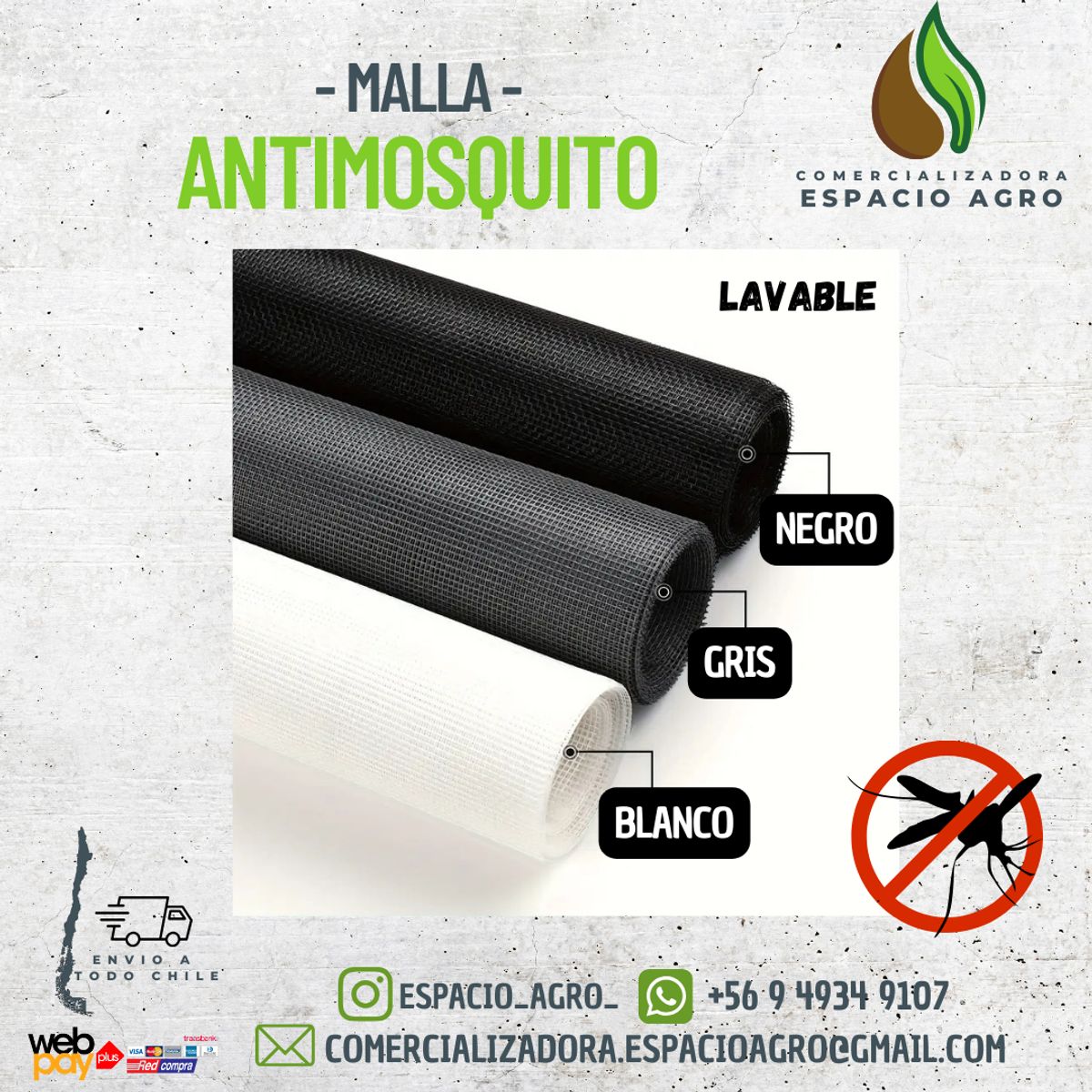 1880 - Malla Antimosquito GRIS Fibra Vidrio EN Pvc 120M ANCHO x30M LARGO