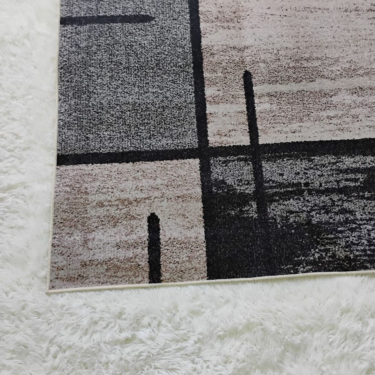 GENERICO - Alfombra PARA LIVING 160X200 CM MARRON CUADRO Z8 WYM