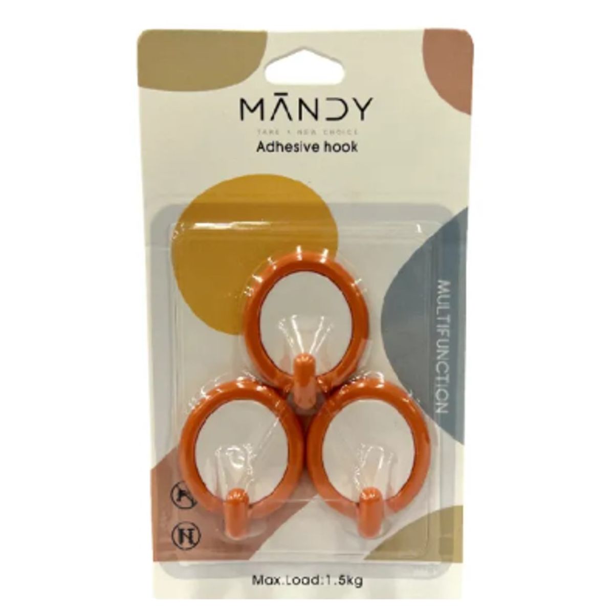 GENERICO - SET DE 3 GANCHOS AUTO ADHESIVOS REDONDOS