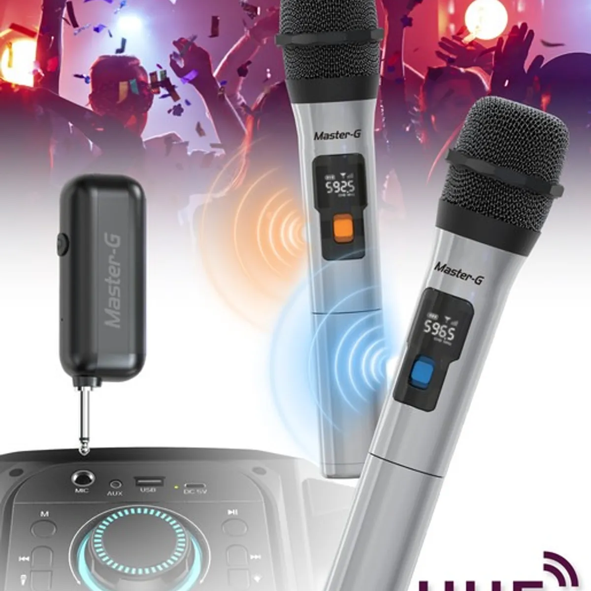 MASTER G - Micrófonos Inalámbricos Dúo Pack Con Receptor Uhf MasterG