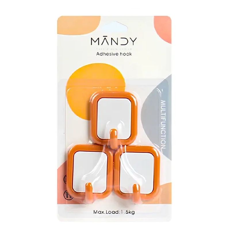 GENERICO - Set De 3 Ganchos Adhesivos Mandy Cuadrado