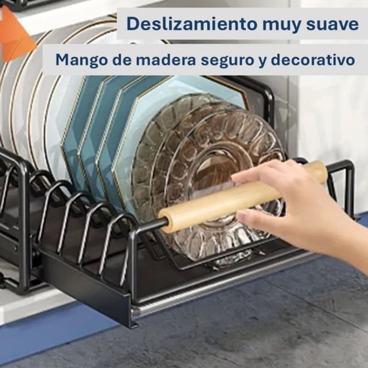GENERICO - Organizador de Cocina Rack Deslizable de Almacenamiento para Platos