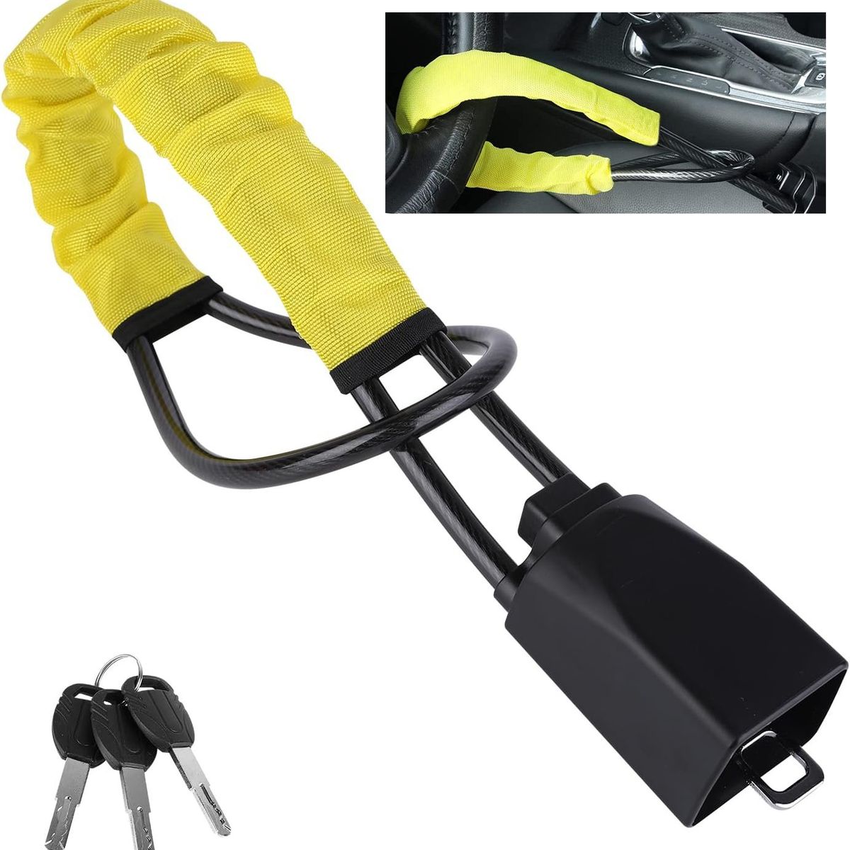 KUANGYE - Bloqueo Antirrobo Universal Para Volante De Coche Con Llaves