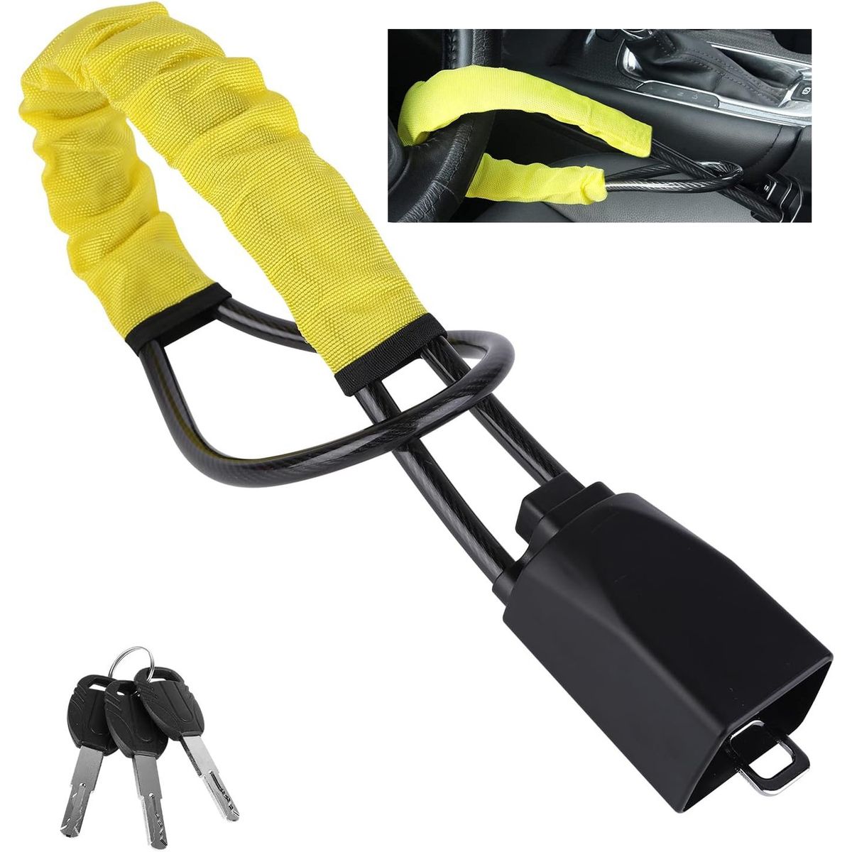 KUANGYE - Bloqueo Antirrobo Universal Para Volante De Coche Con Llaves