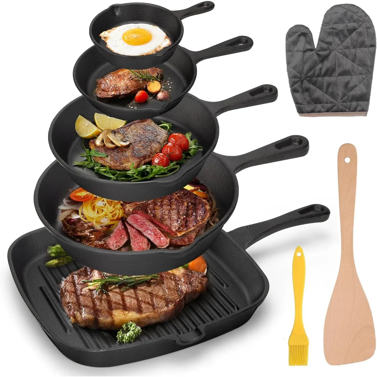 TATEE - Set 5 Sartenes sarten antiadherente sartén para carne 24/20/16/14/10cm