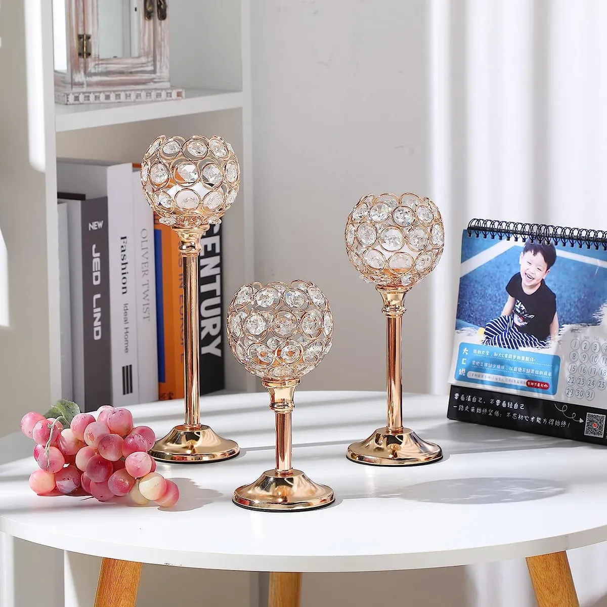 TATEE - 3 Candelabros Porta Cristal Velas Mesa Bodas 17 Y 22 Y 27cm