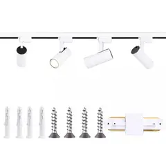 DEKANO - 4 Foco Riel Luz Neutra 30w 4000k + Riel Monofásico 2mts Cob Blanco