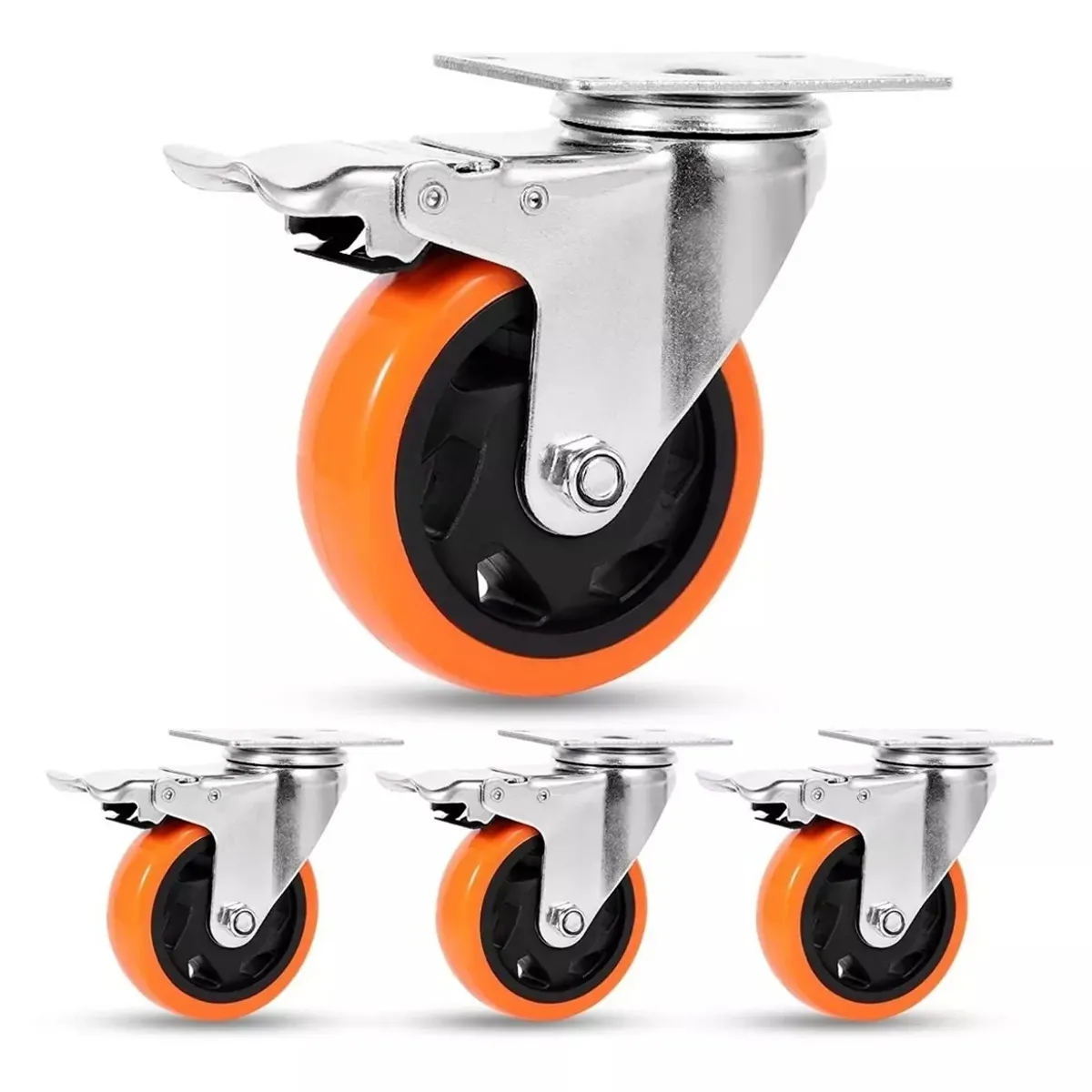 KUANGYE - Pack 4 Ruedas Para Carro O Mueble 4 Pulgs. Soporta 450 Kg