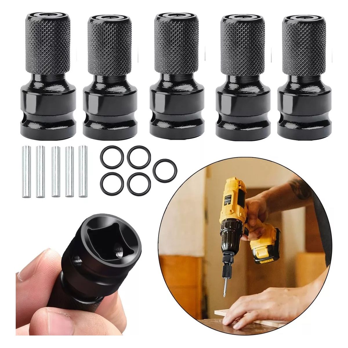 KUANGYE - Adaptador De Impacto De12 Pulgada A Punta Hexagonal 14 5pk