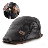 Gorra Boina De Hombre Ajustable De Cuero Pu Alta Calidad