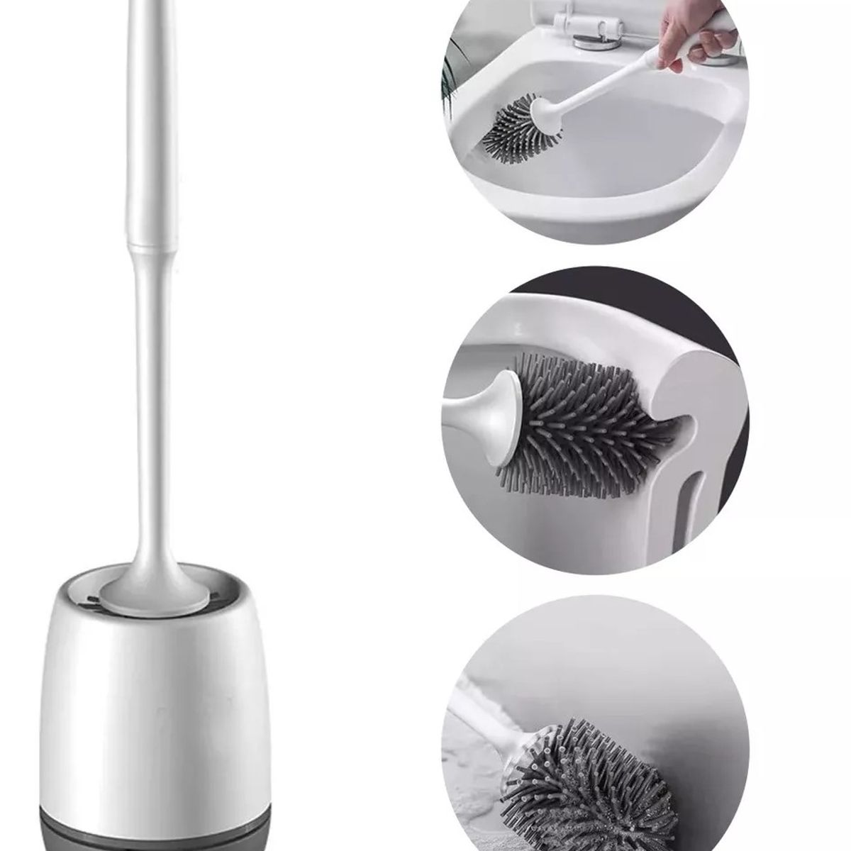 KUANGYE - Escobilla De Limpieza De Baño De Silicona Con Soporte