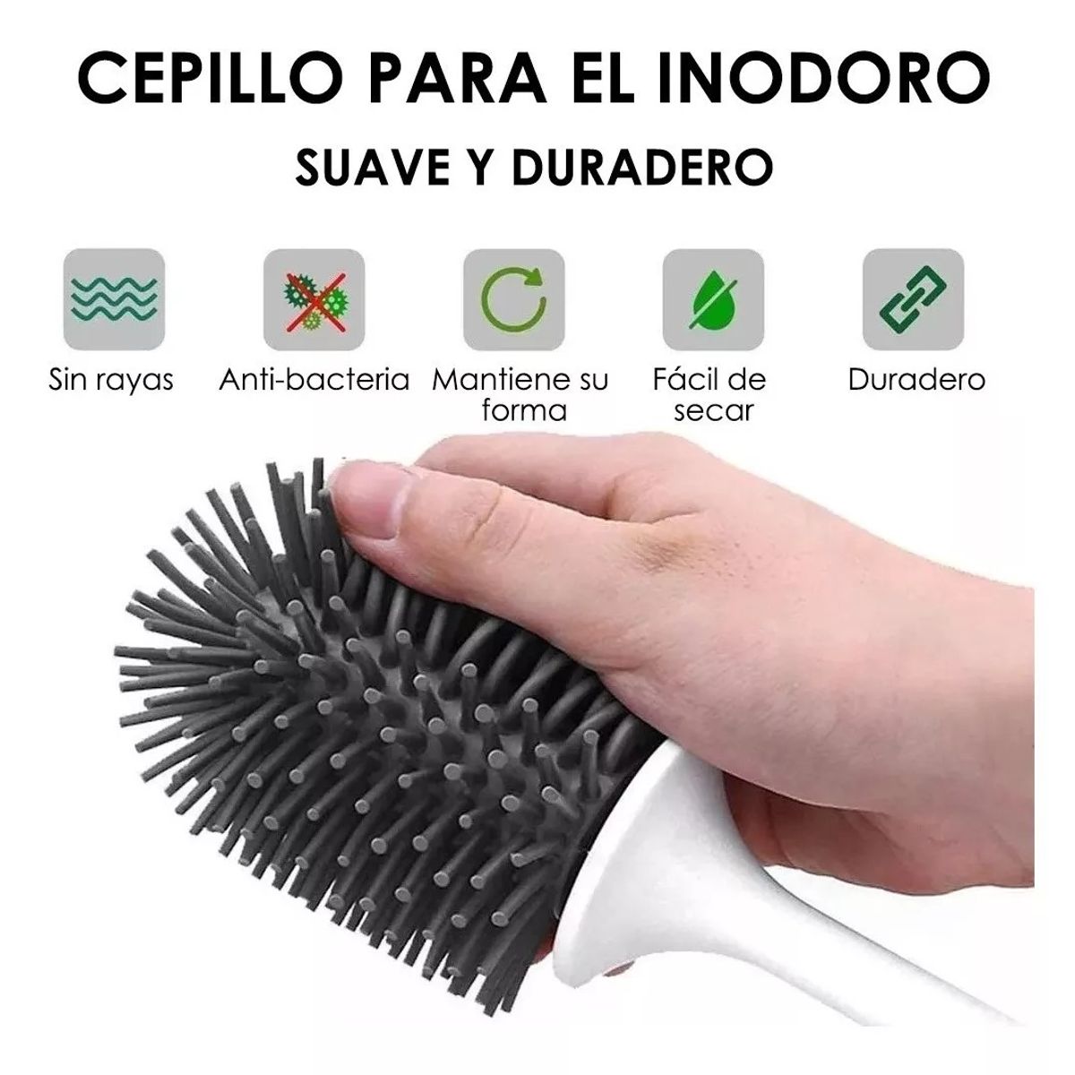 KUANGYE - Escobilla De Limpieza De Baño De Silicona Con Soporte