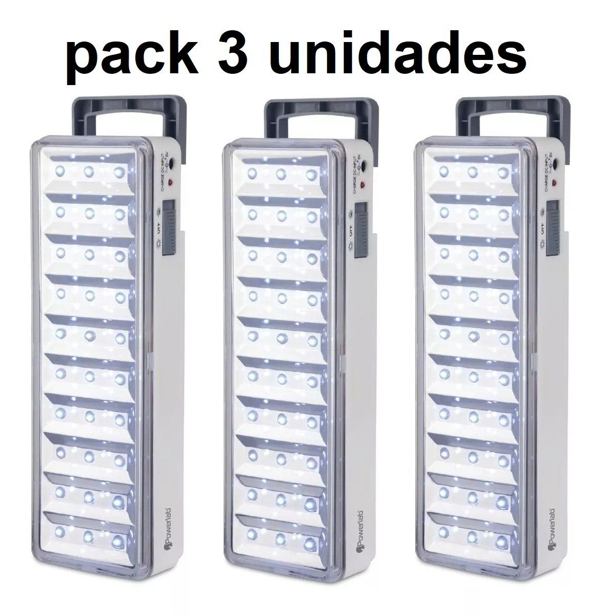 POWERLAB - Pack 3 Lámparas de Emergencia Led con Batería Recargable